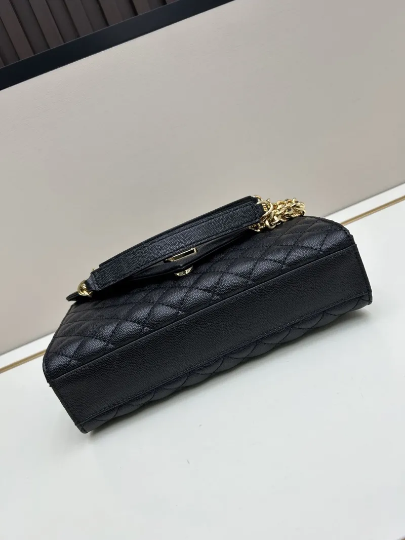 YSL Black Quilted Top Handle Shoulder Bag 24x18x7cm - Image 6
