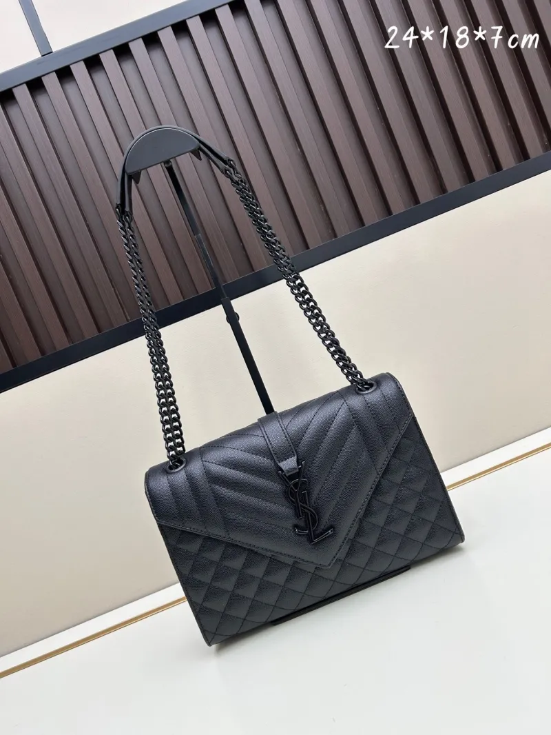 YSL Black Quilted Leather Chain Shoulder Bag 93