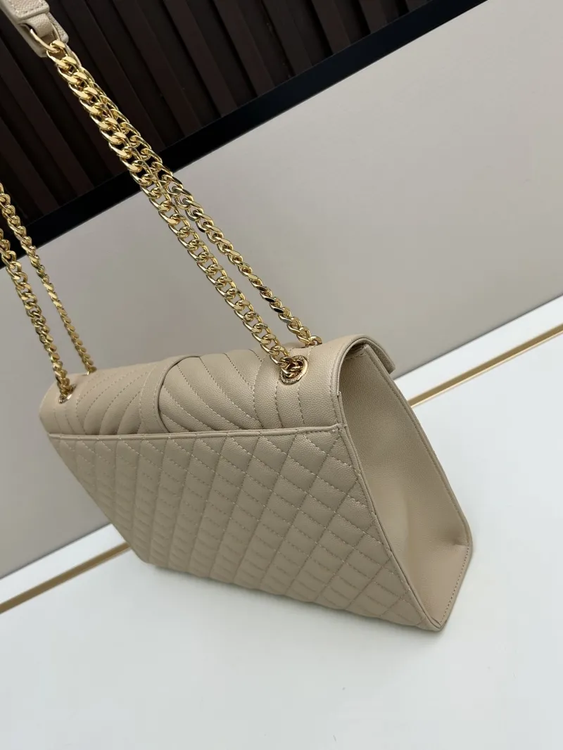 YSL Beige Quilted Chain Shoulder Bag - Image 3