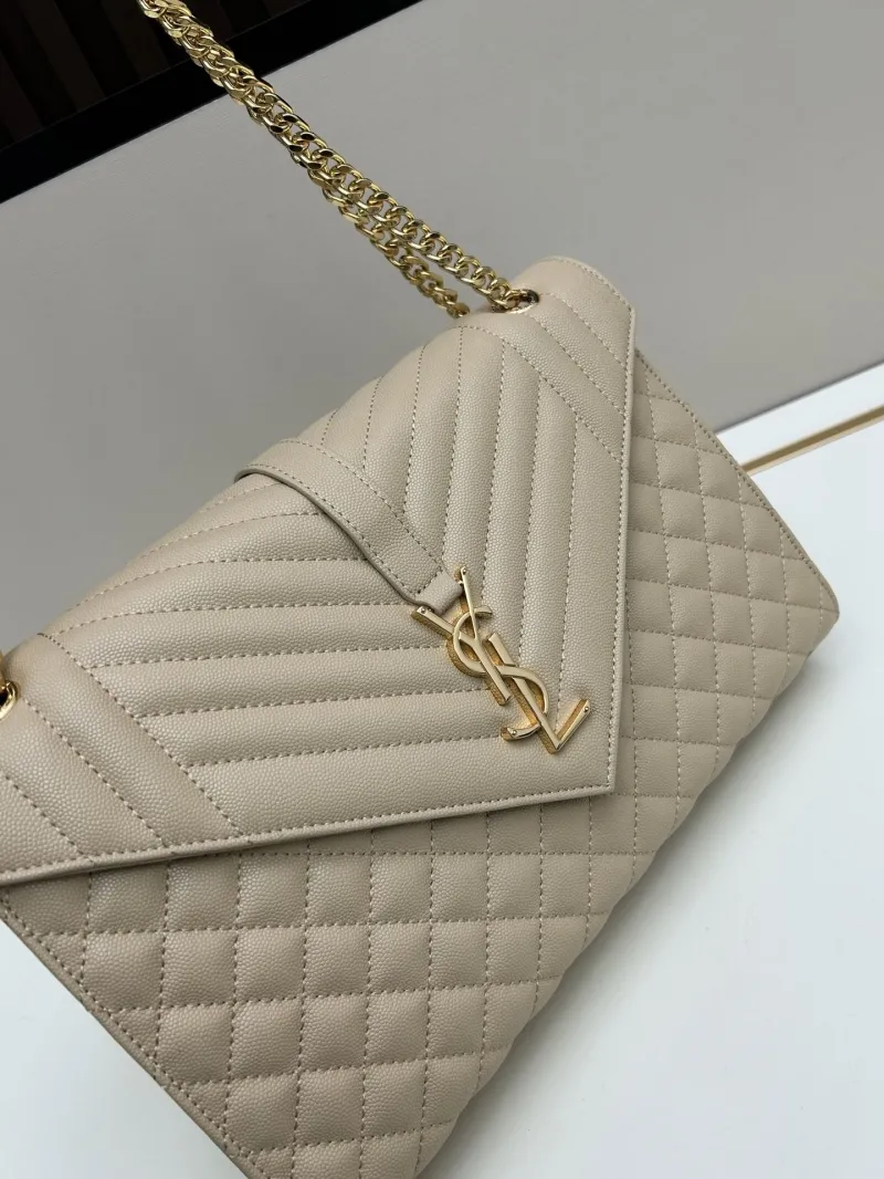 YSL Beige Quilted Chain Shoulder Bag - Image 4