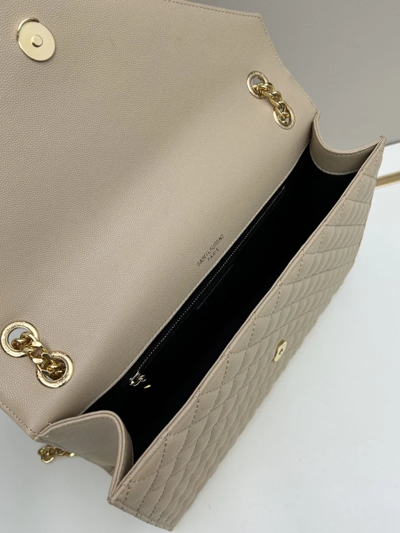 YSL Beige Quilted Chain Shoulder Bag - Image 8