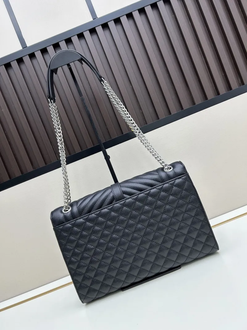 YSL Black Quilted Leather Top Handle Shoulder Bag
