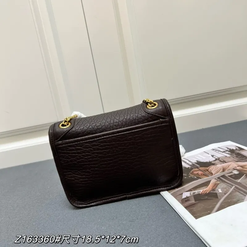 YSL Dark Brown Leather Chain Shoulder Bag Z163360 - Image 5