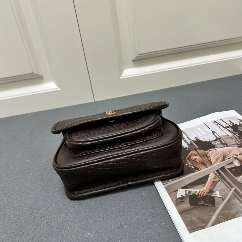 YSL Dark Brown Leather Chain Shoulder Bag Z163360 - Image 6
