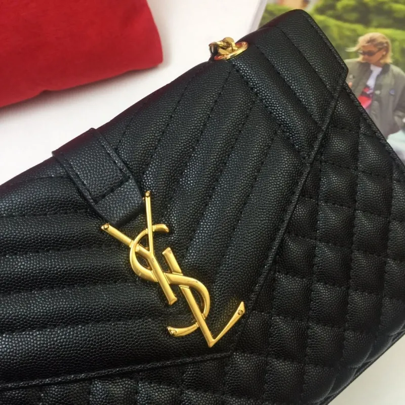YSL Black Quilted Top Handle Chain Bag 115 - Image 4