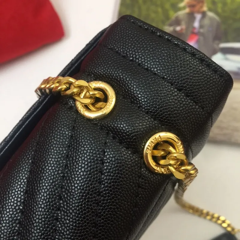 YSL Black Quilted Top Handle Chain Bag 115 - Image 5