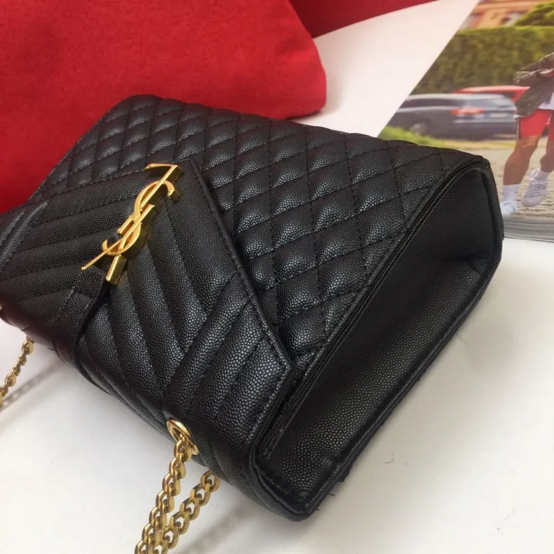 YSL Black Quilted Top Handle Chain Bag 115 - Image 6