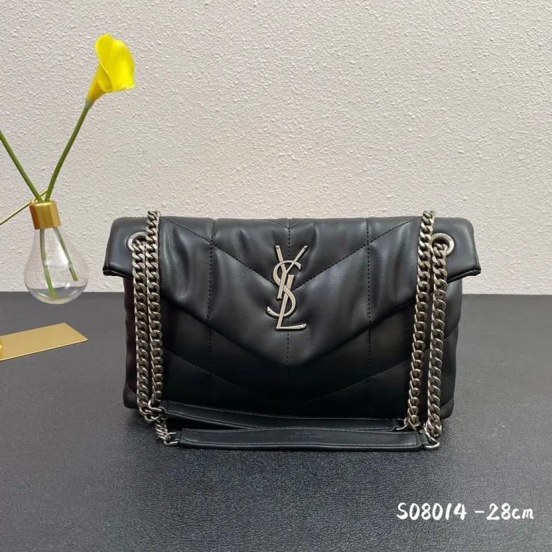 YSL Black Chain Shoulder Bag S08014 28cm - Image 3