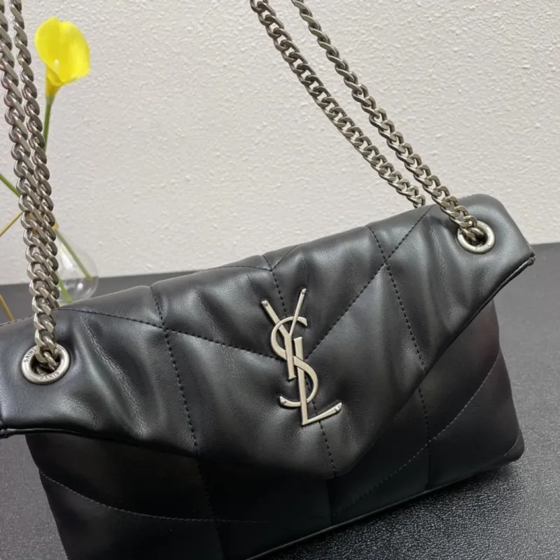 YSL Black Chain Shoulder Bag S08014 28cm - Image 4