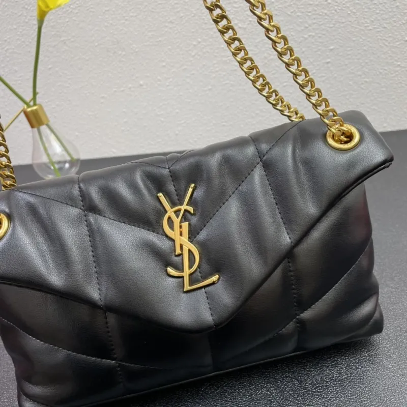 YSL Black Quilted Chain Top Handle Bag S08014 28cm - Image 4