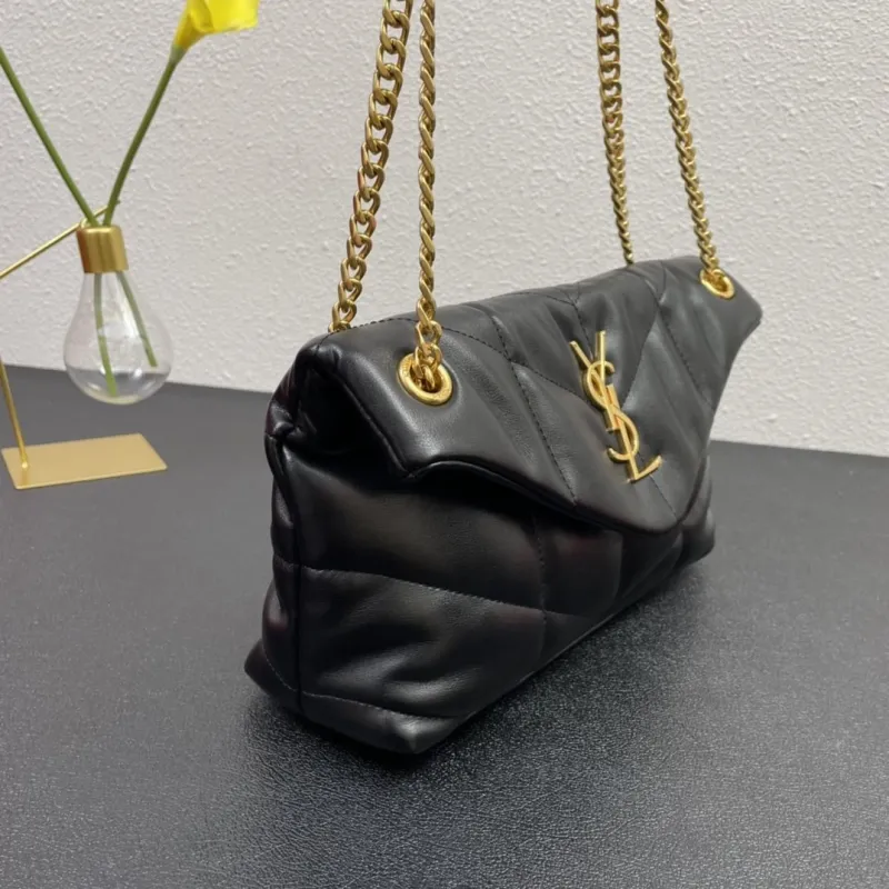 YSL Black Quilted Chain Top Handle Bag S08014 28cm - Image 5