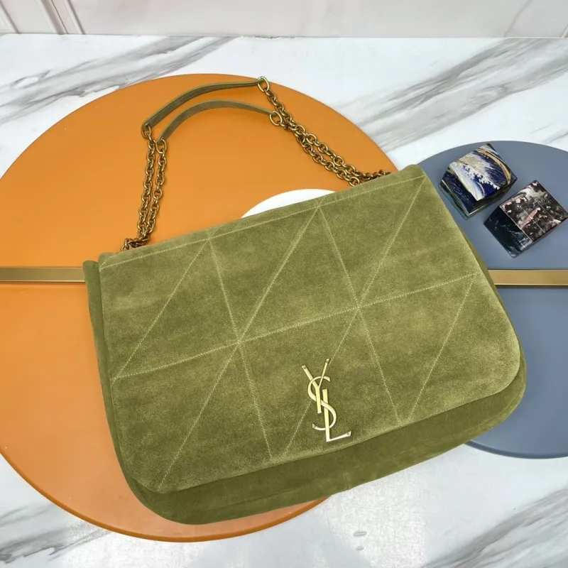 YSL Olive Suede Top Handle Shoulder Bag 124