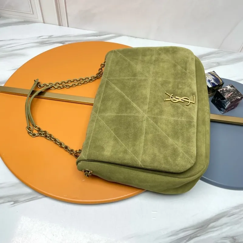 YSL Olive Suede Top Handle Shoulder Bag 124 - Image 3