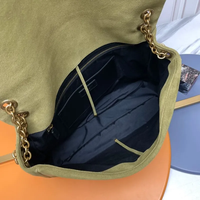 YSL Olive Suede Top Handle Shoulder Bag 124 - Image 9