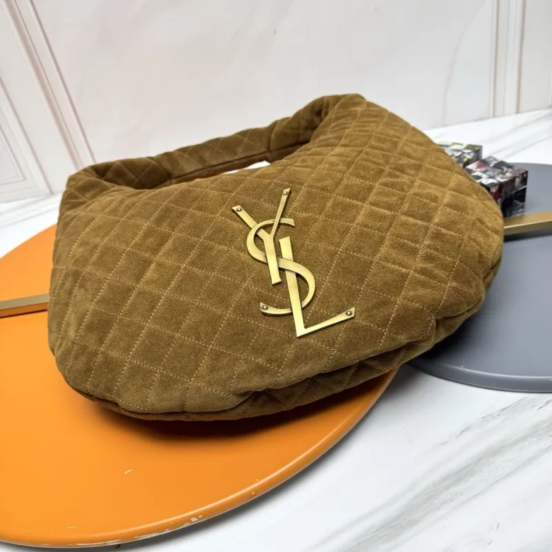 Alternative view of YSL Brown Suede Quilted Hobo Bag 127
