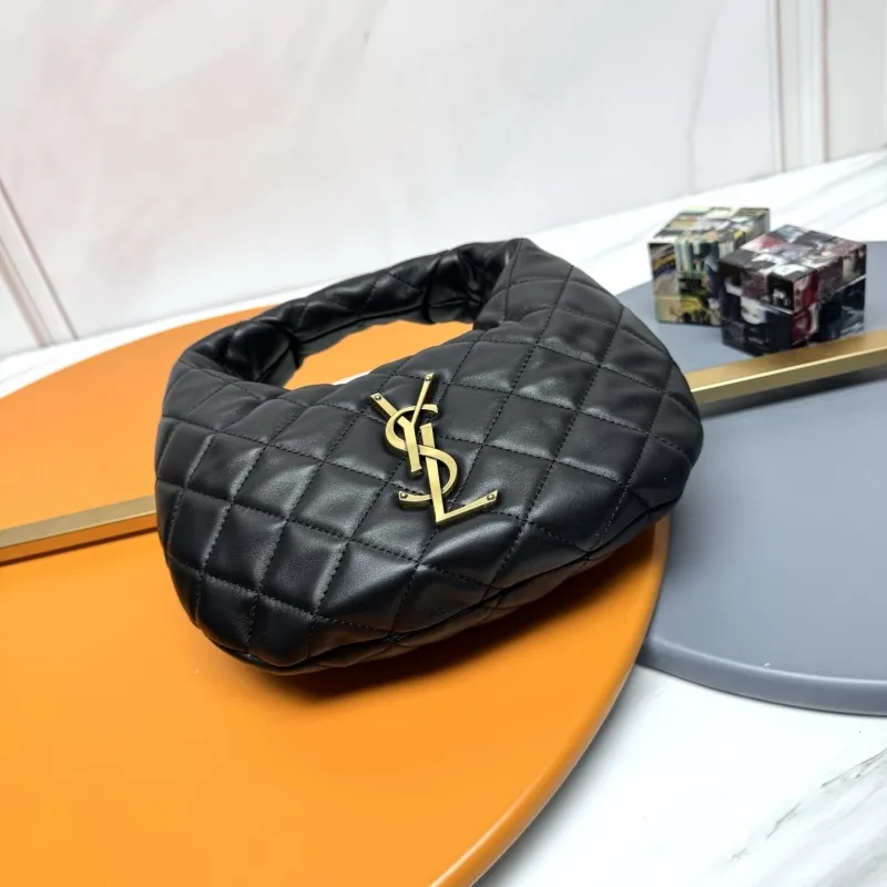 Alternative view of YSL Black Quilted Top Handle Hobo Bag 128