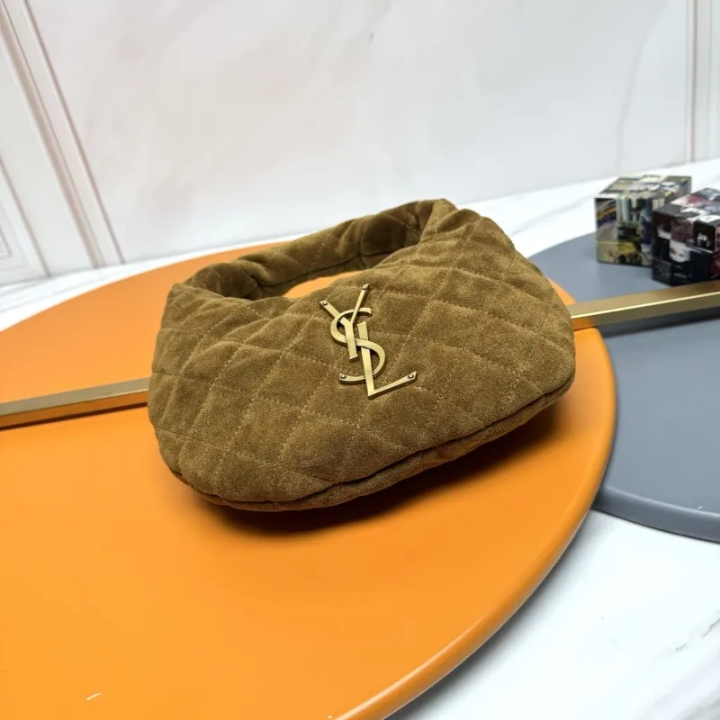 Alternative view of YSL Brown Suede Quilted Hobo Handbag
