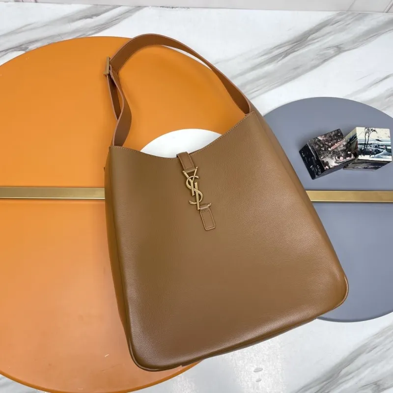YSL Brown Leather Hobo Bag 132