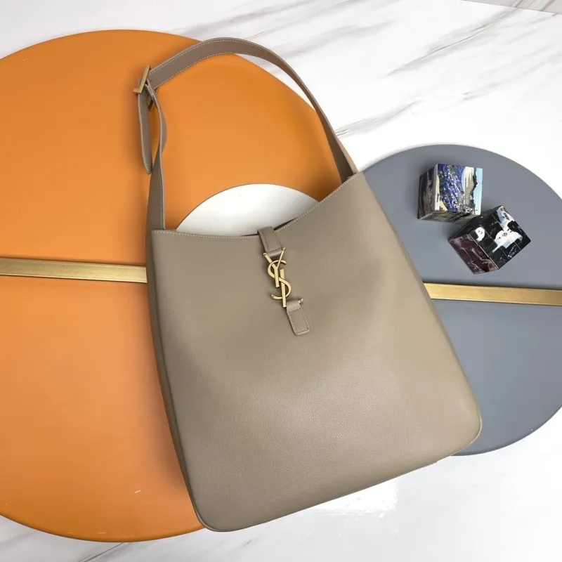 YSL Taupe Leather Hobo Shoulder Bag 133