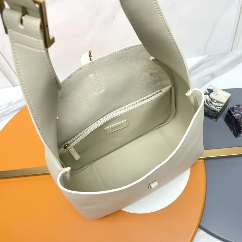 YSL Cream Leather Hobo Bag 137 - Image 9