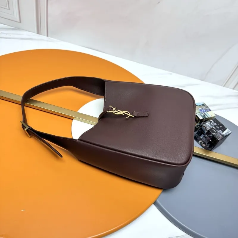 YSL Brown Leather Hobo Shoulder Bag - Image 4