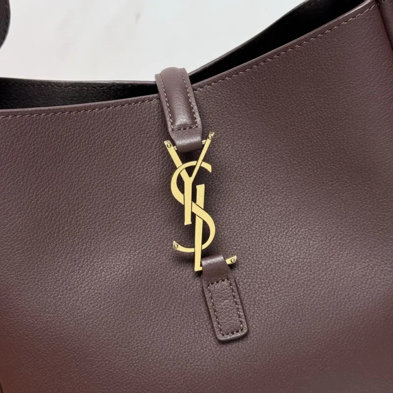 YSL Brown Leather Hobo Shoulder Bag - Image 5