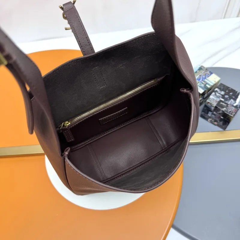 YSL Brown Leather Hobo Shoulder Bag - Image 9