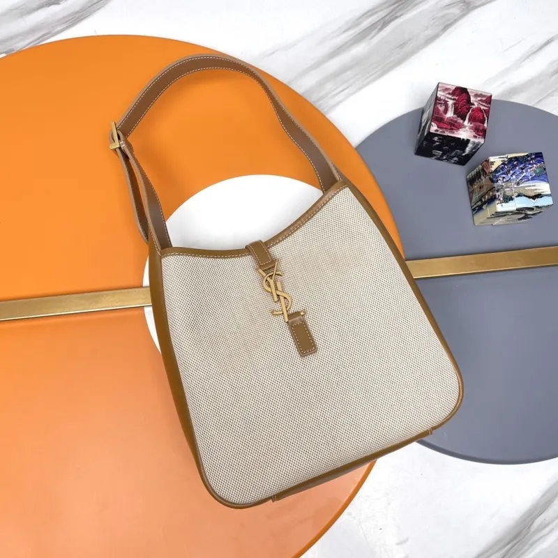 YSL Canvas Leather Hobo Shoulder Bag 147
