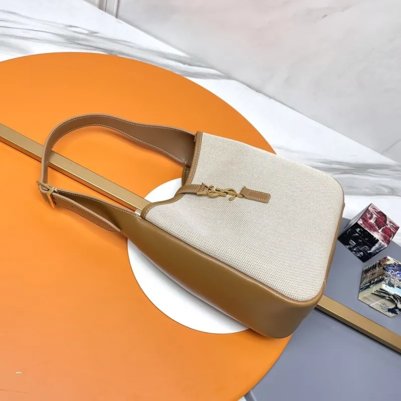 YSL Canvas Leather Hobo Shoulder Bag 147 - Image 3