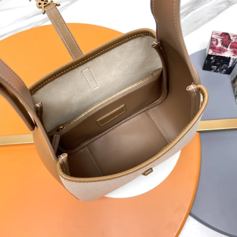 YSL Canvas Leather Hobo Shoulder Bag 147 - Image 9