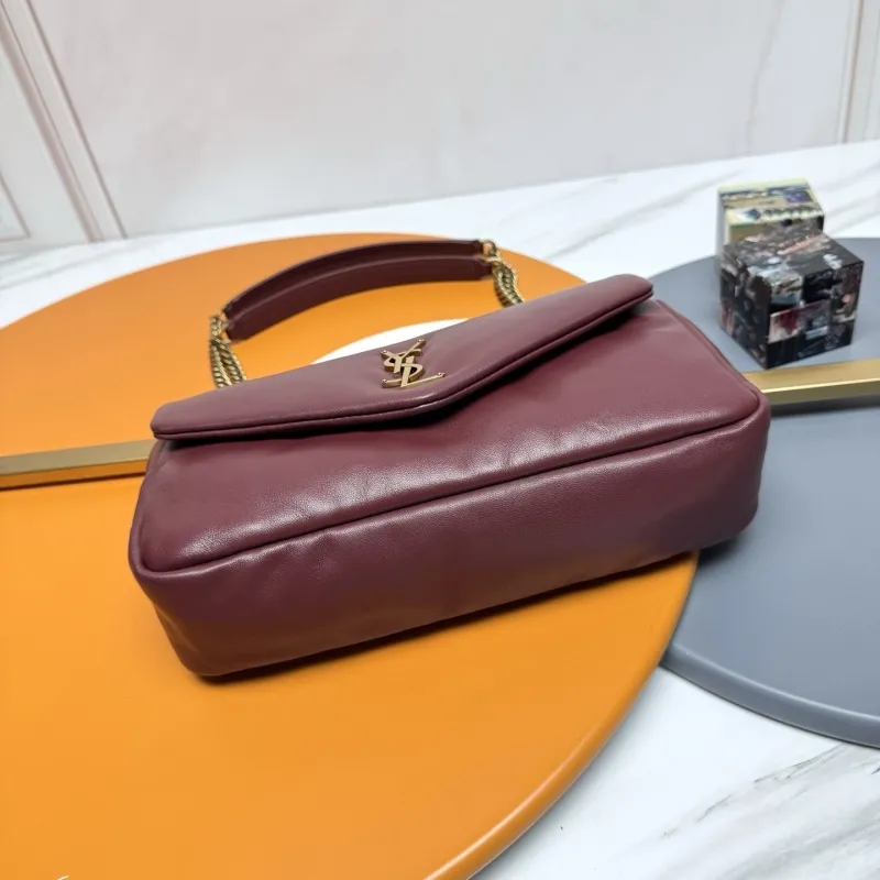 Alternative view of YSL Burgundy Leather Chain Shoulder Bag