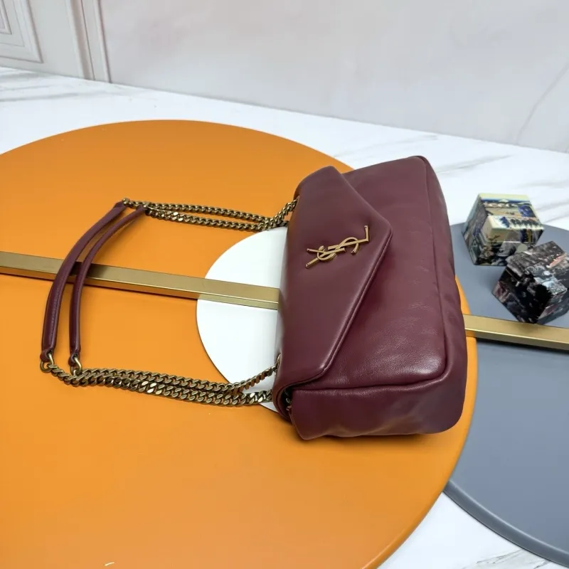 YSL Burgundy Leather Chain Shoulder Bag - Image 3