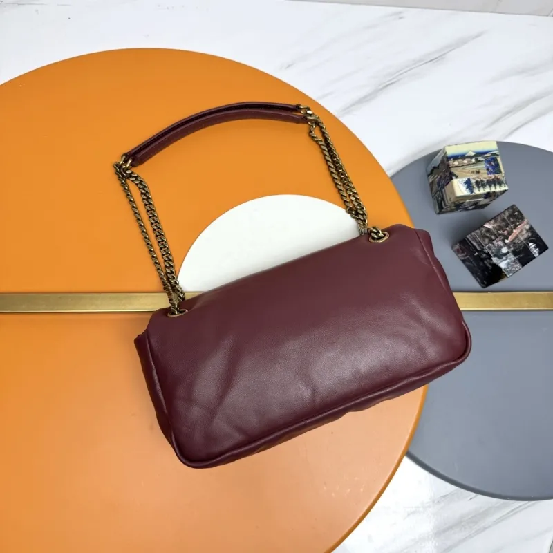 YSL Burgundy Leather Chain Shoulder Bag - Image 4