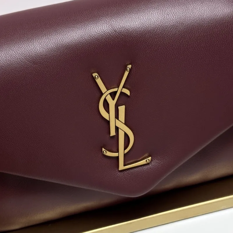 YSL Burgundy Leather Chain Shoulder Bag - Image 5