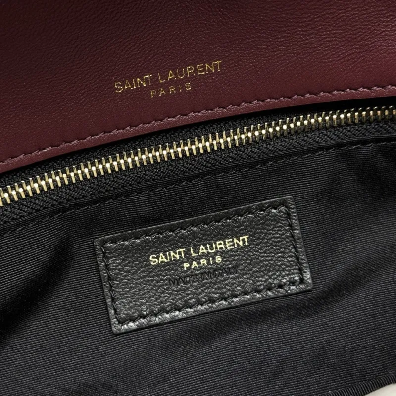 YSL Burgundy Leather Chain Shoulder Bag - Image 7
