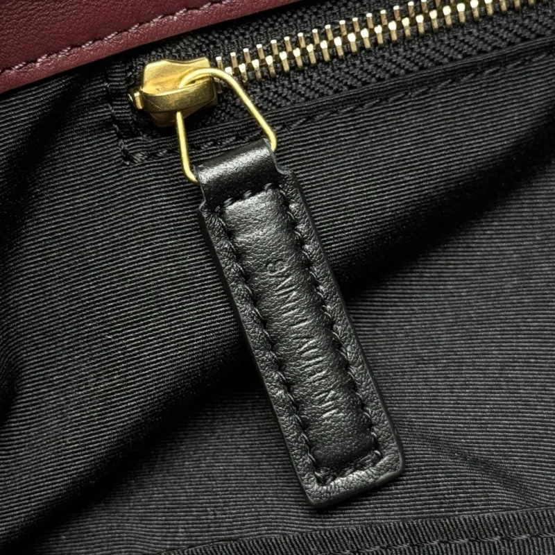 YSL Burgundy Leather Chain Shoulder Bag - Image 8