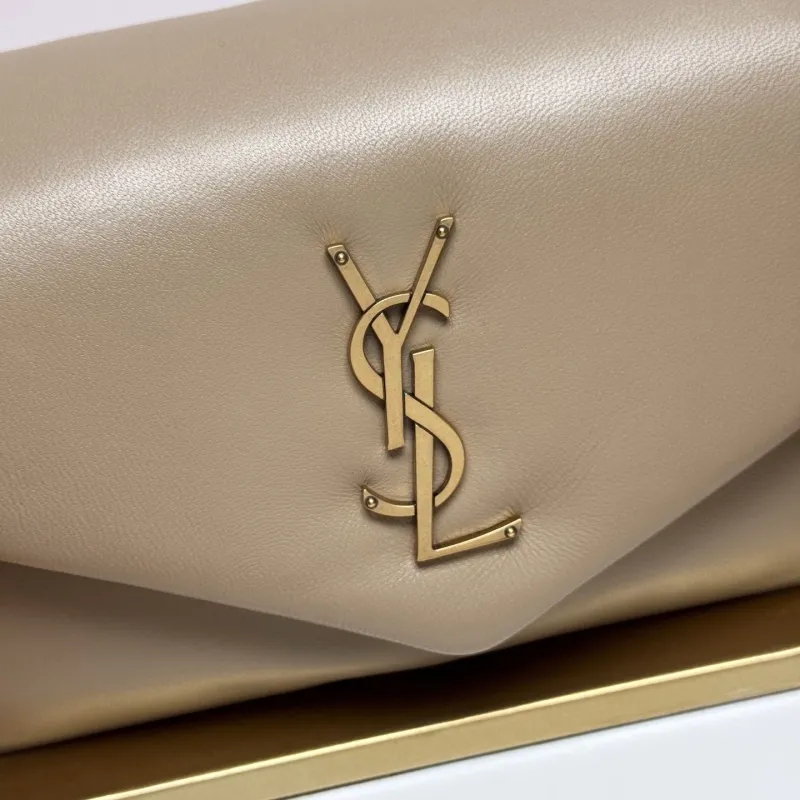 YSL Beige Leather Chain Shoulder Bag - Image 5