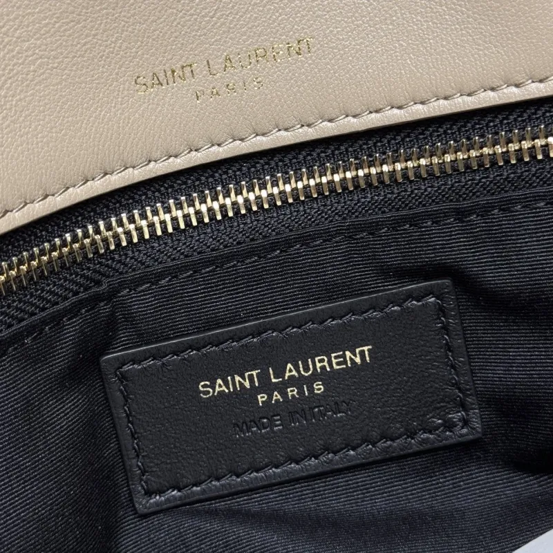 YSL Beige Leather Chain Shoulder Bag - Image 7