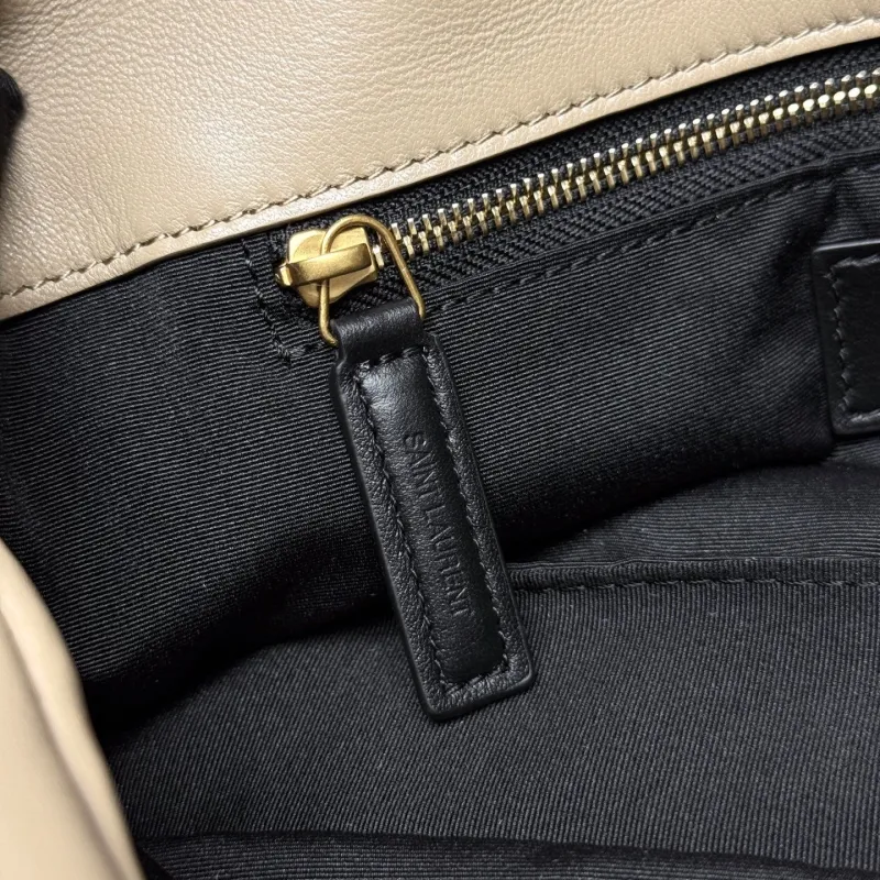 YSL Beige Leather Chain Shoulder Bag - Image 8
