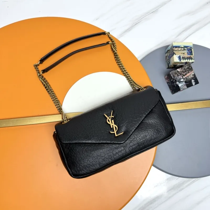 YSL Black Leather Chain Shoulder Bag 151