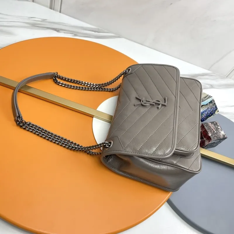 YSL Gray Top Handle Shoulder Bag - Image 3