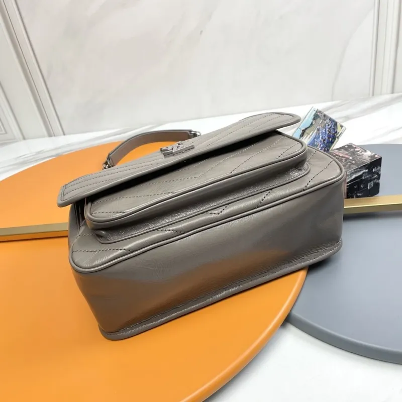 YSL Gray Top Handle Shoulder Bag - Image 4