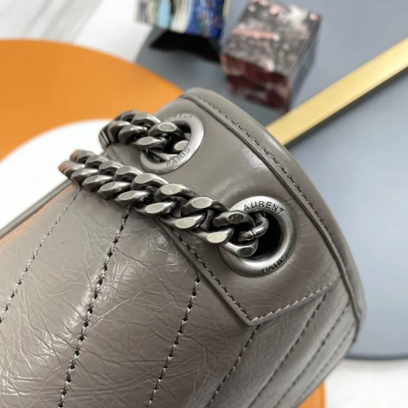 YSL Gray Top Handle Shoulder Bag - Image 6
