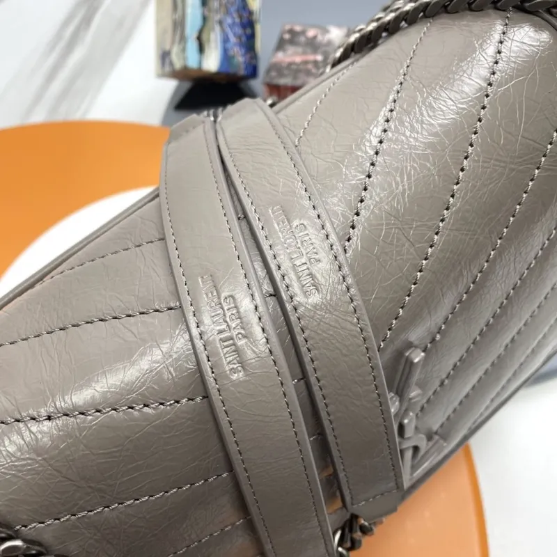 YSL Gray Top Handle Shoulder Bag - Image 7