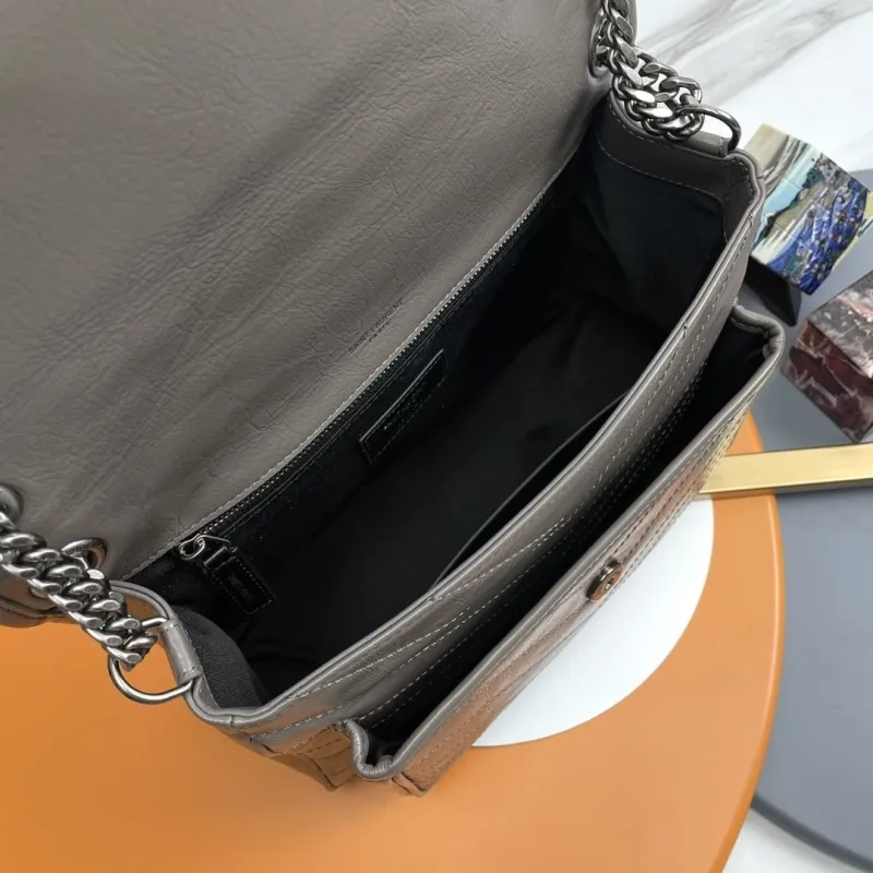 YSL Gray Top Handle Shoulder Bag - Image 9