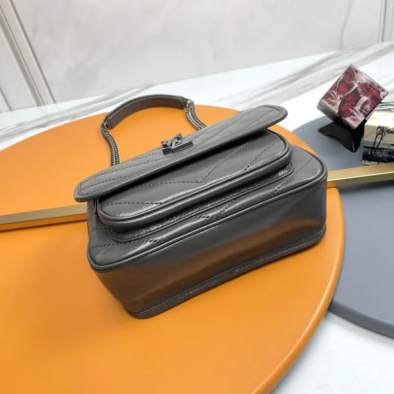 YSL Gray Leather Chain Shoulder Bag - Image 4