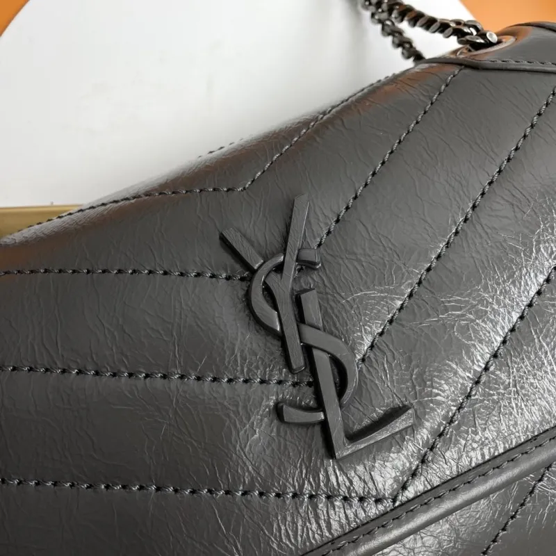 YSL Gray Leather Chain Shoulder Bag - Image 5