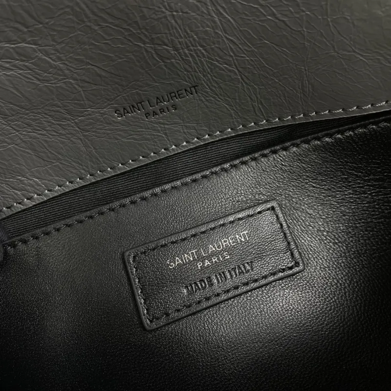 YSL Gray Leather Chain Shoulder Bag - Image 8