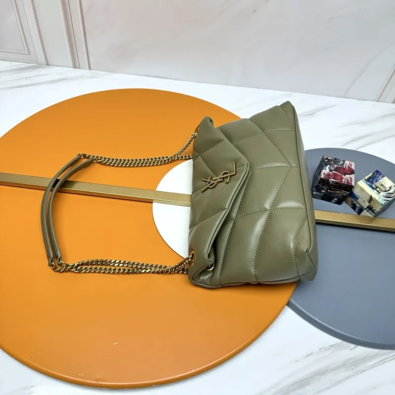 YSL Olive Green Quilted Chain Shoulder Bag 183 - Image 3