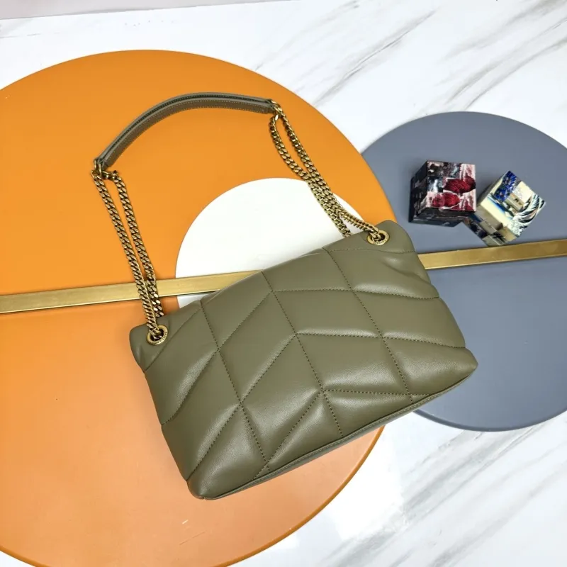 YSL Olive Green Quilted Chain Shoulder Bag 183 - Image 4